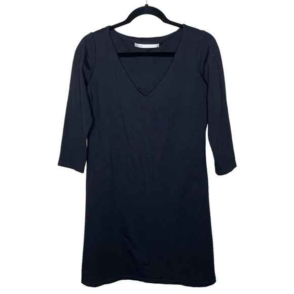 Susana Monaco Stretchy V-Neck Shift Dress Black Medium - Picture 1 of 10